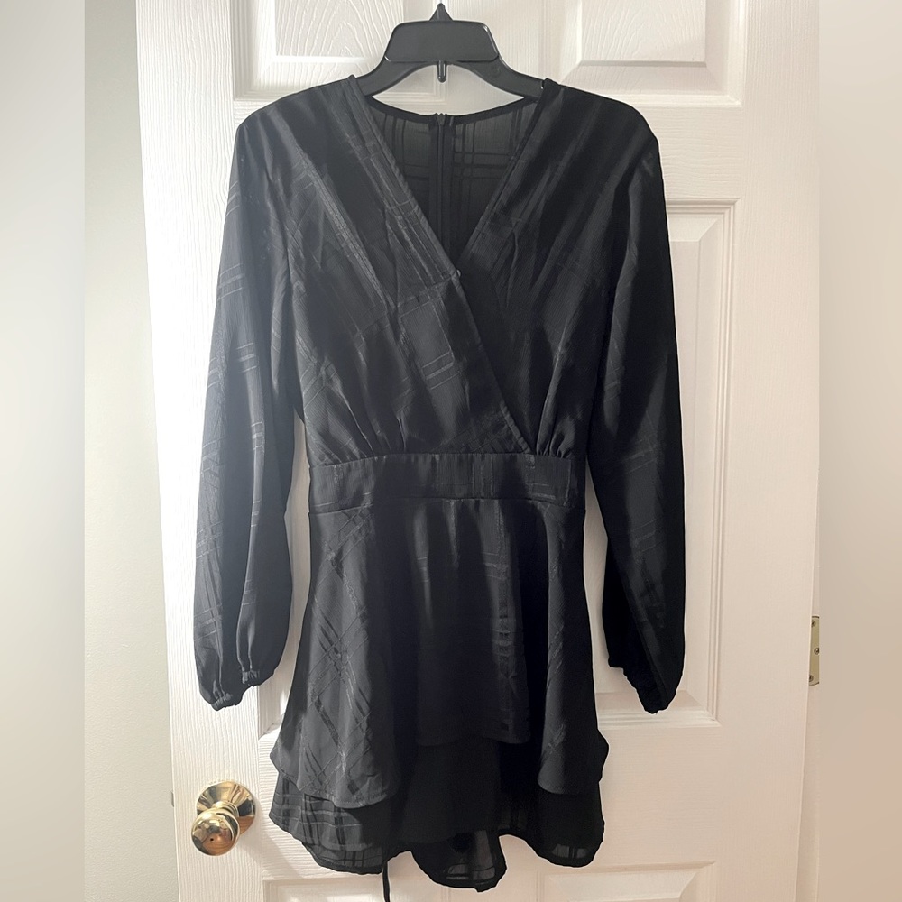 Long sleeve black cocktail dress